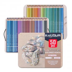 KALOUR комплект метална кутия с цветни маслени моливи от 50 бр. металик 