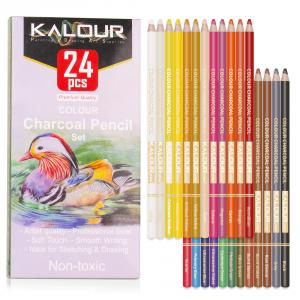 Комплект цветни въгленови/пастелни/ моливи 24 бр. 